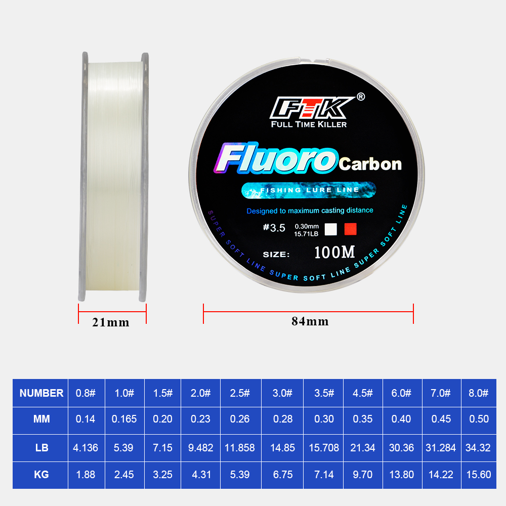 FTK 100m 4.13-34.32LB Fluoroca - Fluorocarbon Line avaliação e preço