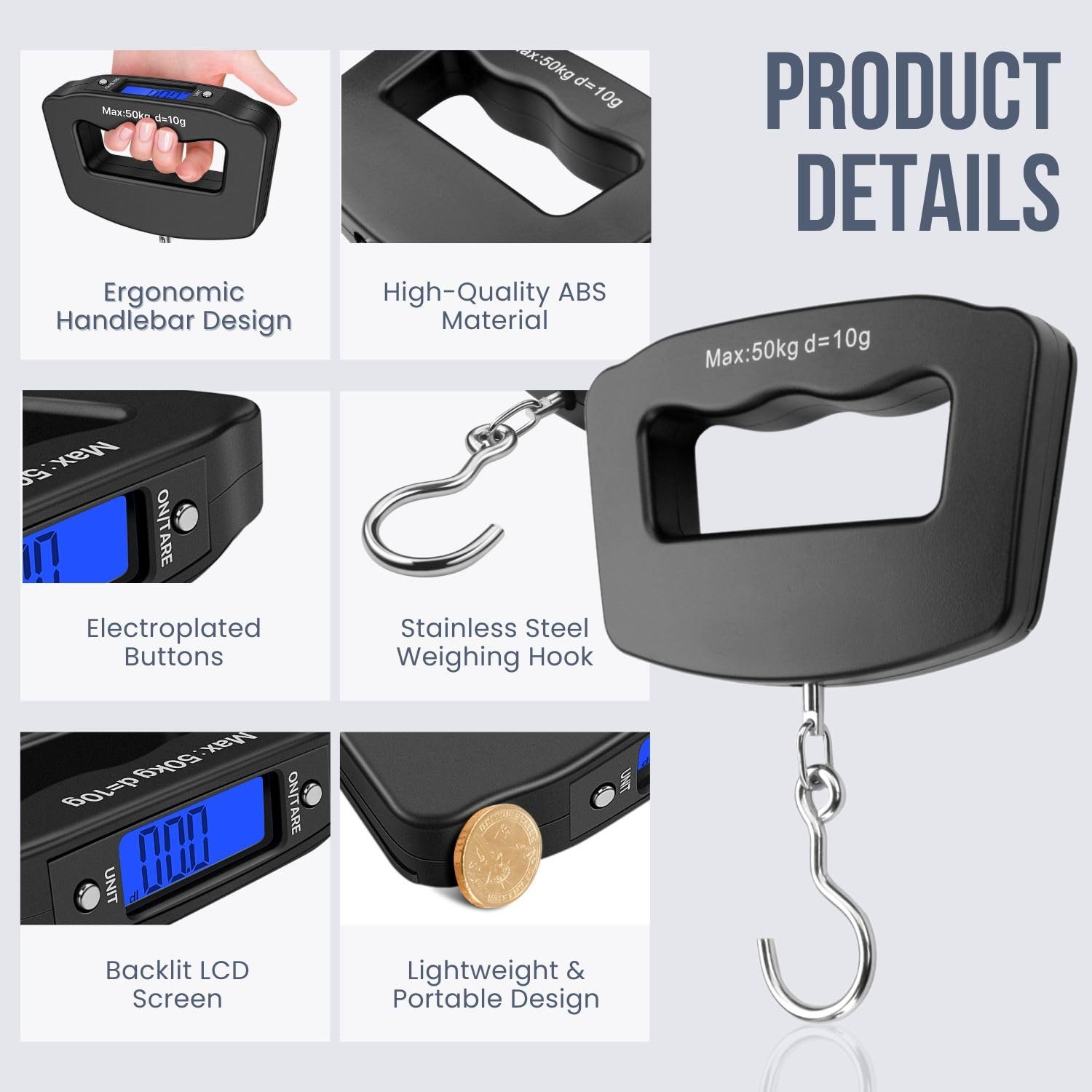50kg Portable Handheld Digital - Fishing Hook Stainless Steel บทวิจารณ์และราคา