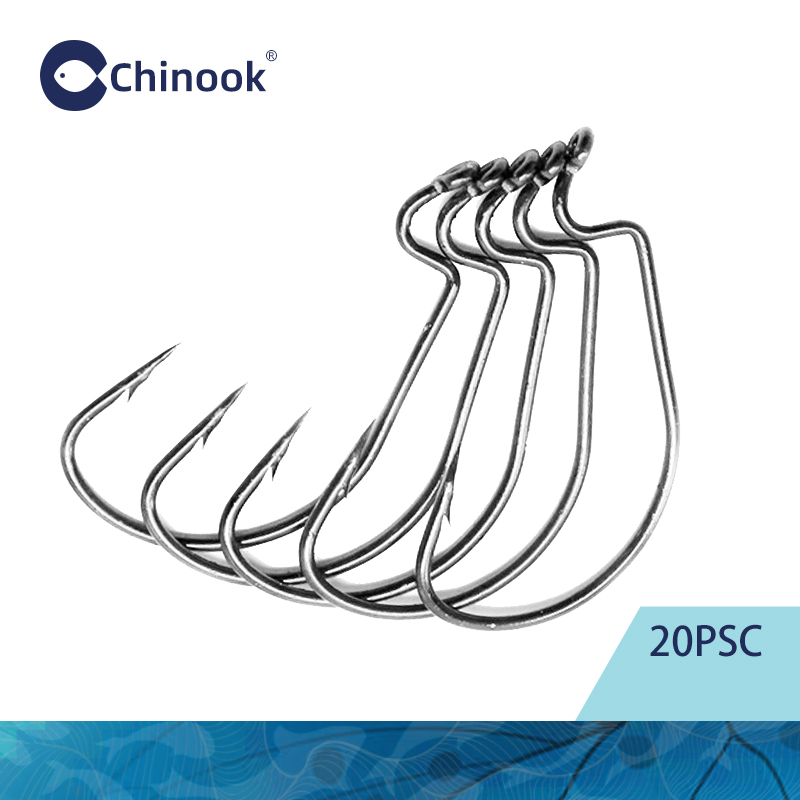 Chinook 20pcs Wide worm Texan  - Fishing Hook Barbless บทวิจารณ์และราคา