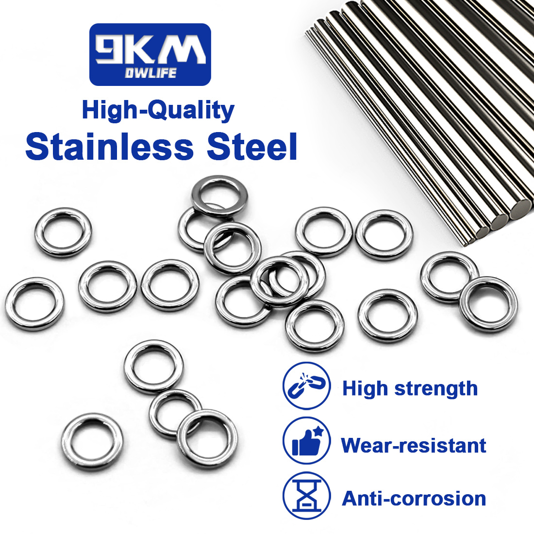 9KM Solid Ring Fishing 50pcs S - Fishing Hook Stainless Steel บทวิจารณ์และราคา