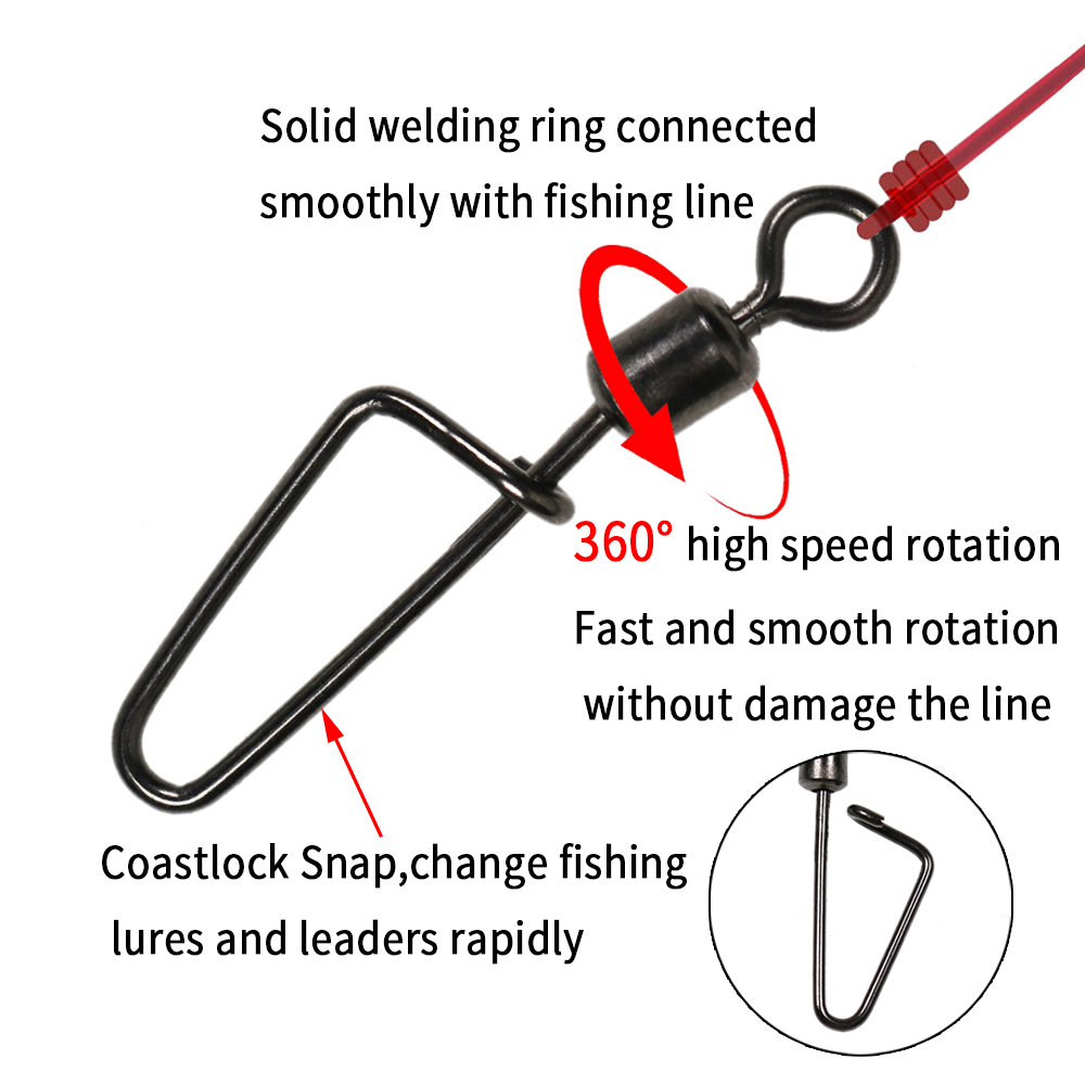 20PCS #12 -1/0 Rolling Swivel  - Fishing Hook Stainless Steel บทวิจารณ์และราคา