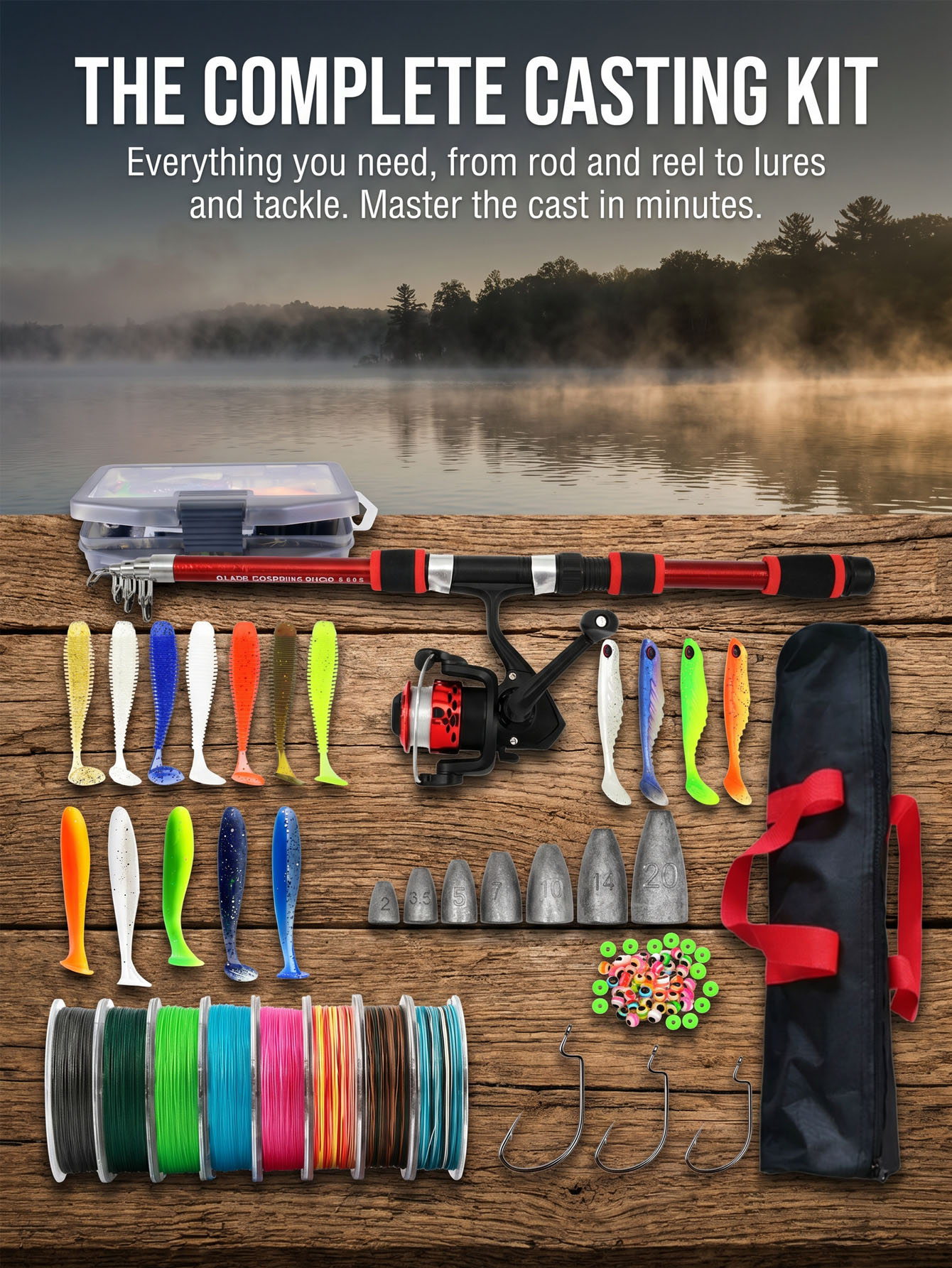 Fishing Rod Reel Combos Collap - Fishing Line Spooler avaliação e preço