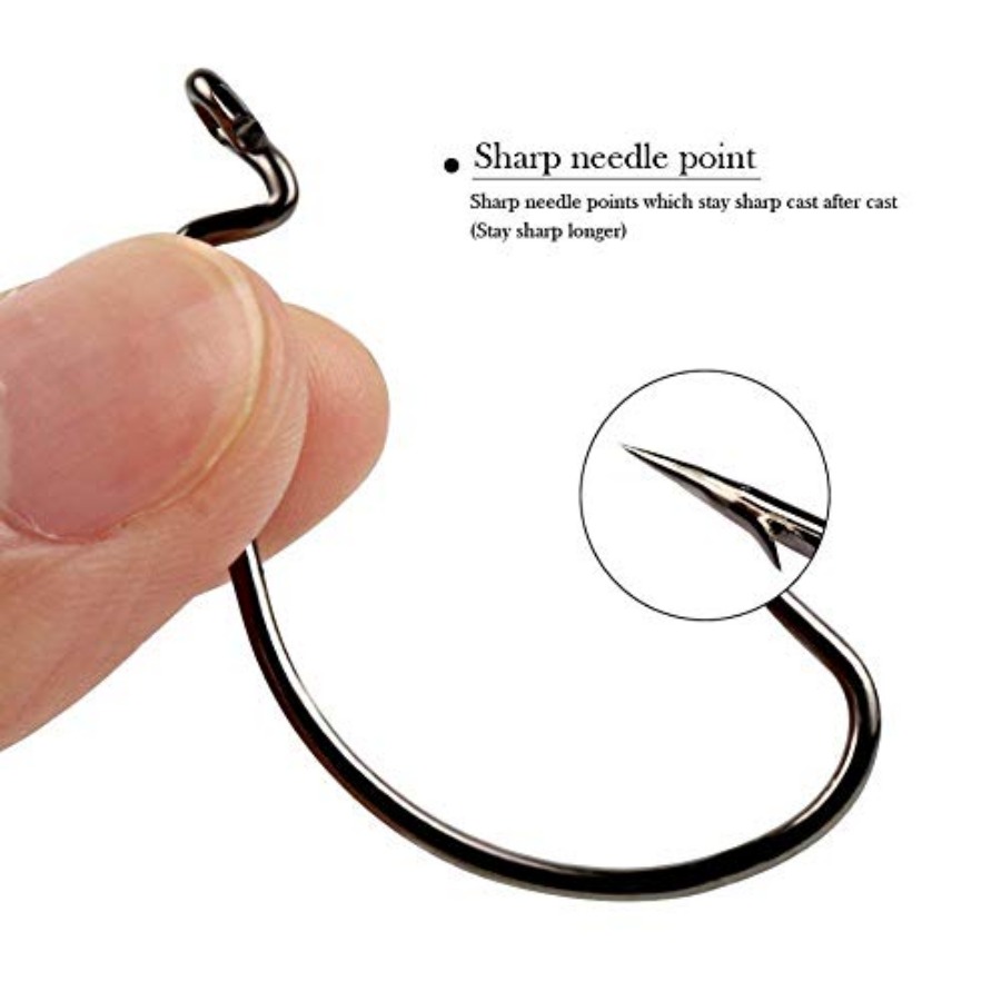Offset Shank Worm Hooks High C - Fishing Hook Weedless บทวิจารณ์และราคา