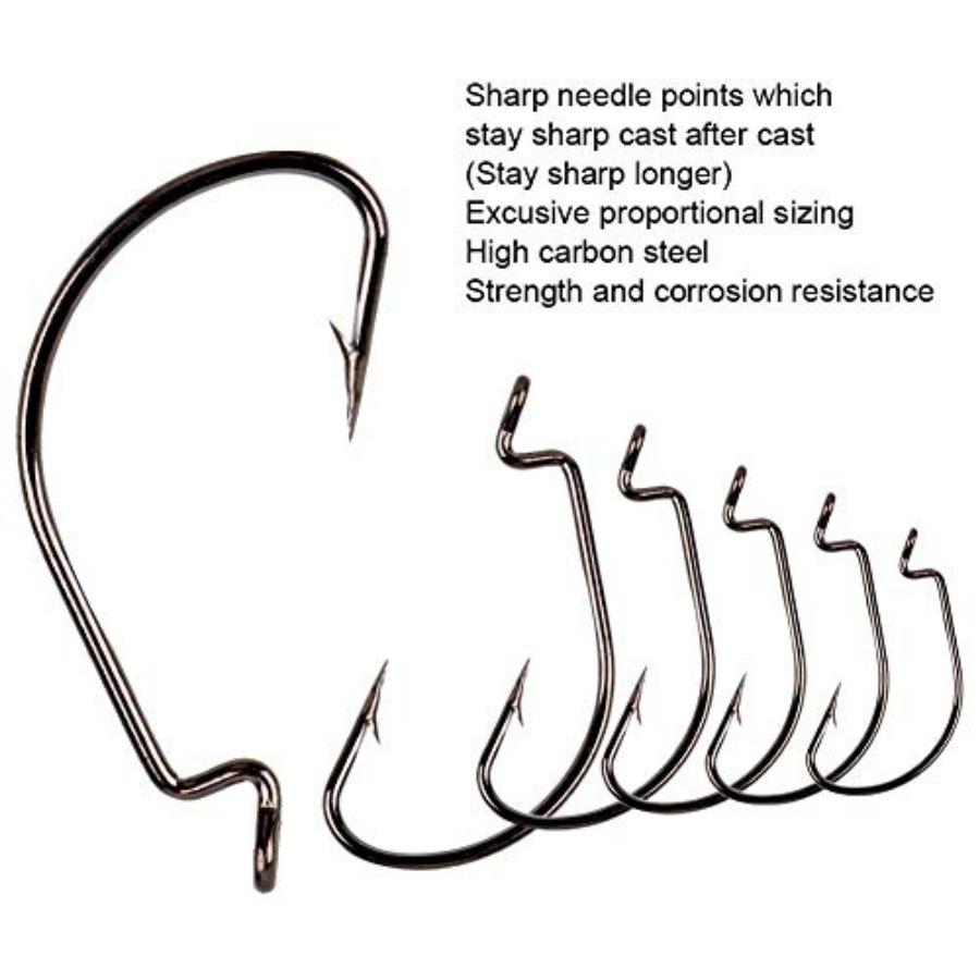 Offset Shank Worm Hooks High C - Fishing Hook Weedless บทวิจารณ์และราคา