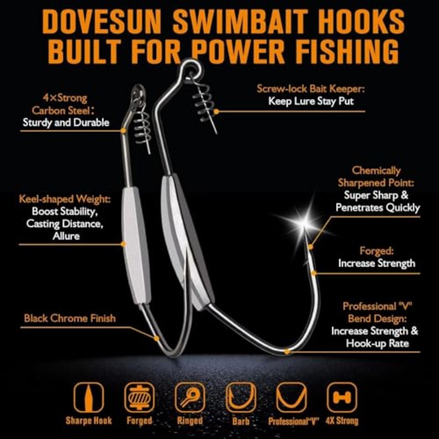 12PCS/44PCS Weighted Swimbait  - Fishing Hook Weedless บทวิจารณ์และราคา