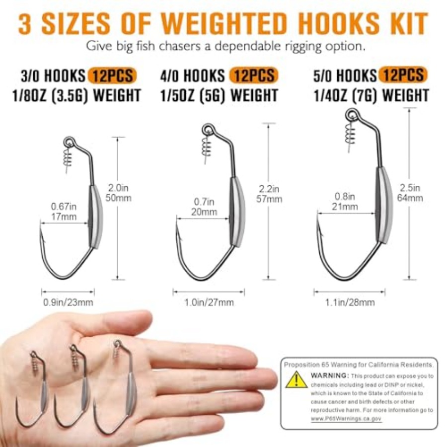 12PCS/44PCS Weighted Swimbait  - Fishing Hook Weedless บทวิจารณ์และราคา