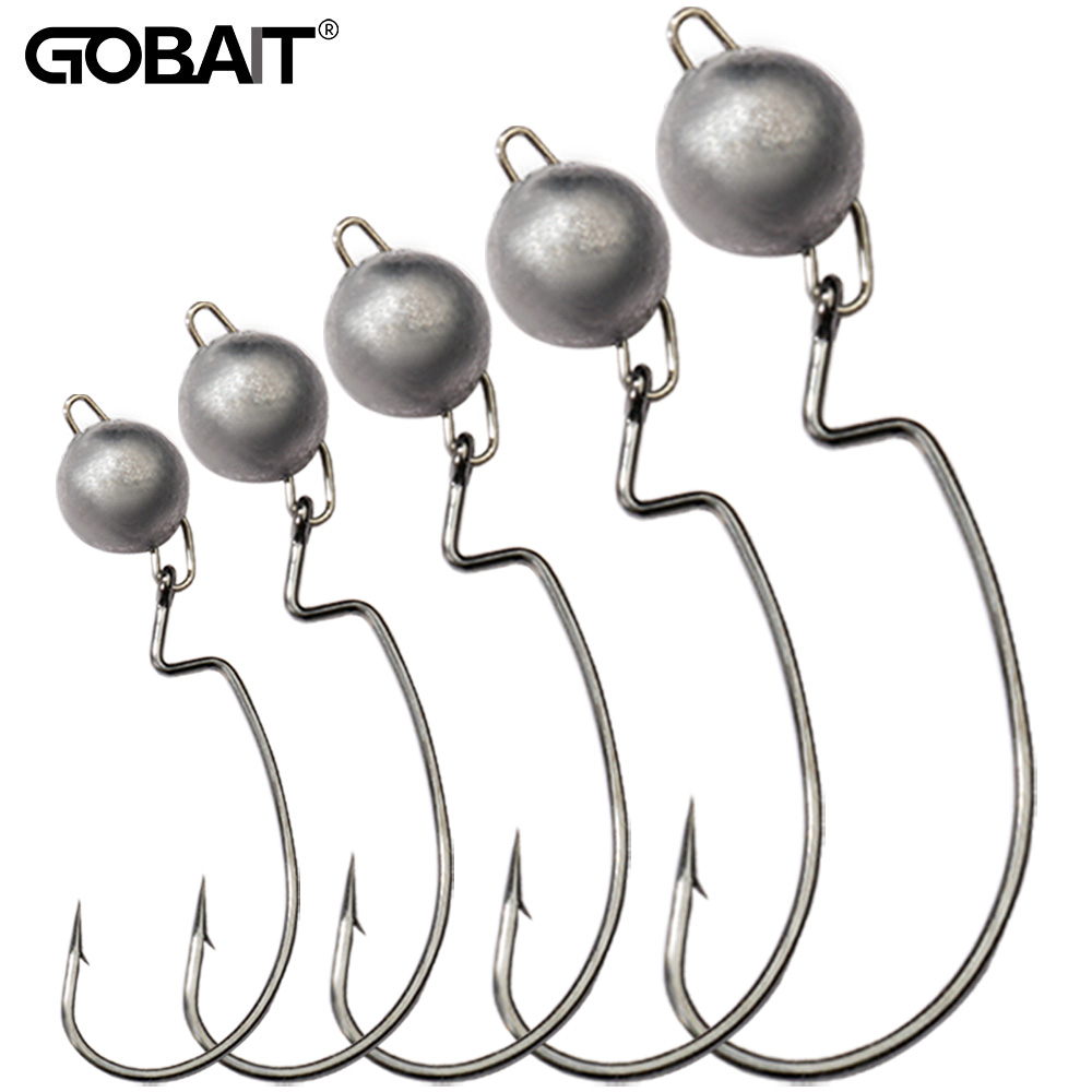 5Pcs Metal Jig Head Worm Hooks - Fishing Hook Weedless บทวิจารณ์และราคา