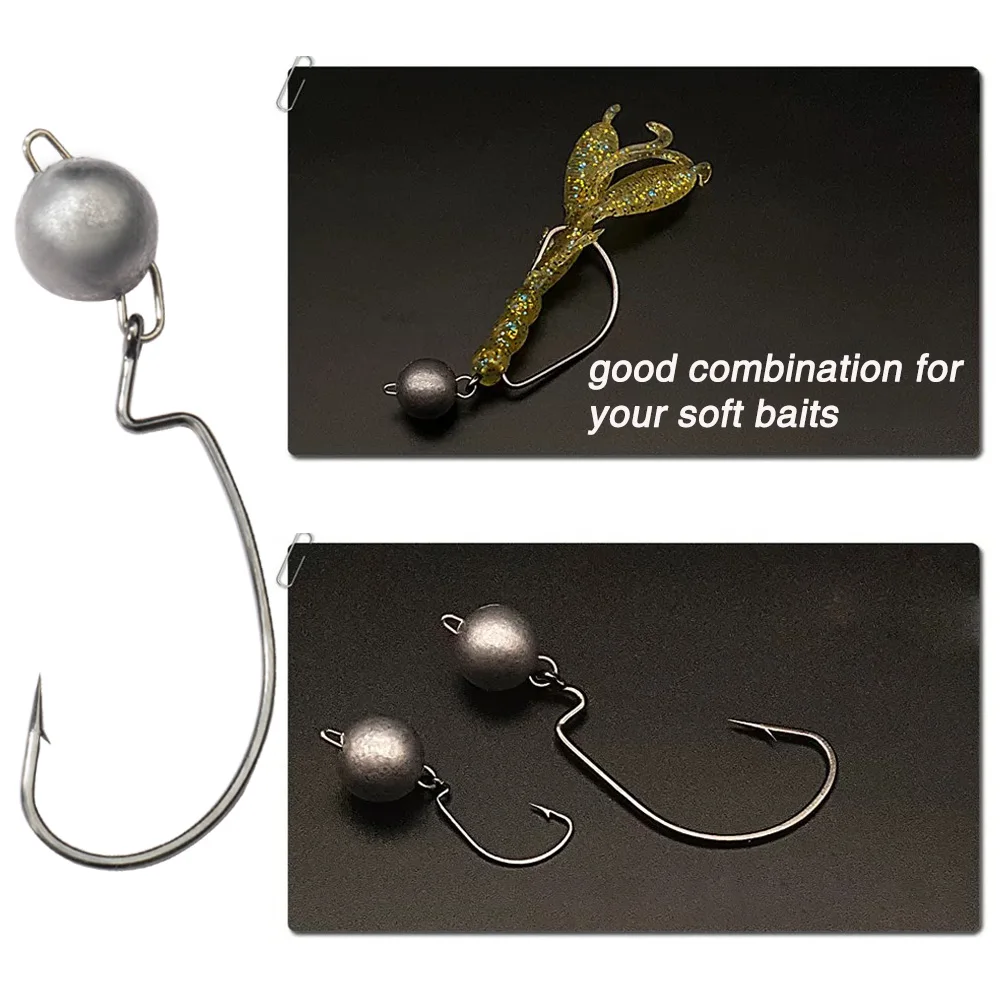 5Pcs Metal Jig Head Worm Hooks - Fishing Hook Weedless บทวิจารณ์และราคา