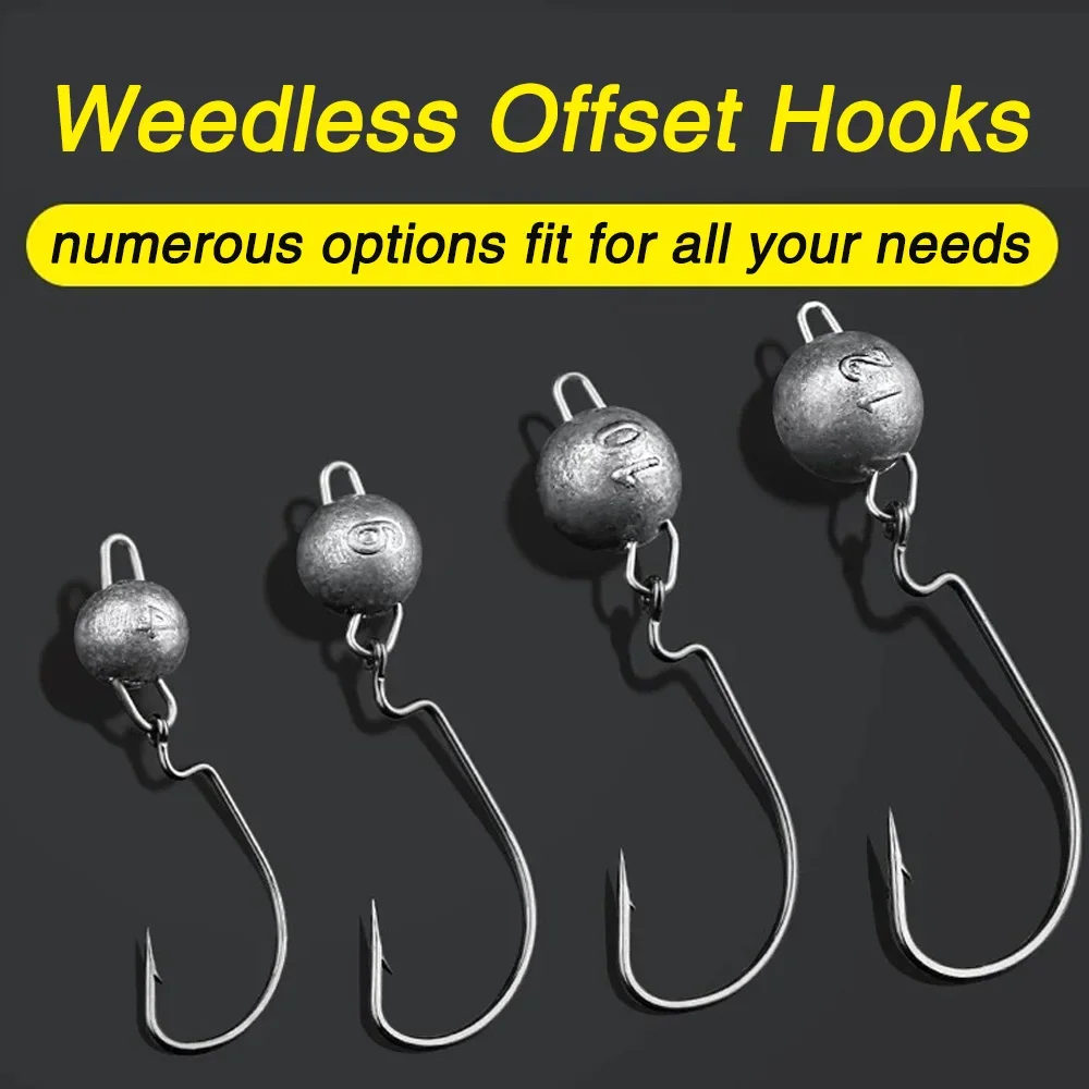 5Pcs Metal Jig Head Worm Hooks - Fishing Hook Weedless บทวิจารณ์และราคา