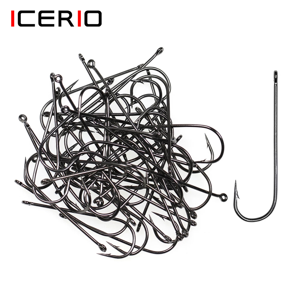 ICERIO 100PCS 16# - 3/0 Long S - Fishing Hook Barbless บทวิจารณ์และราคา