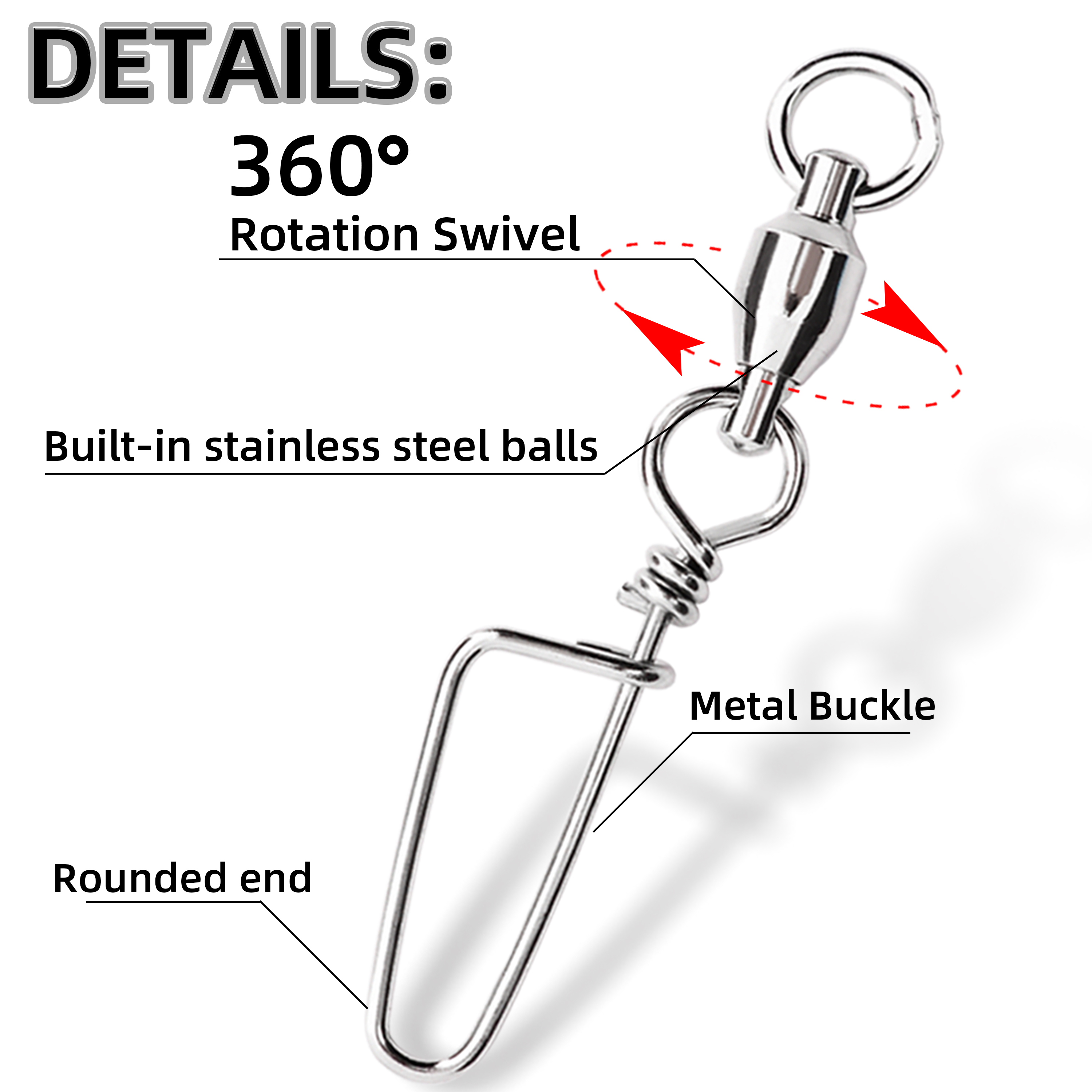 50pcs Fishing Ball Bearing Swi - Fishing Hook Stainless Steel บทวิจารณ์และราคา