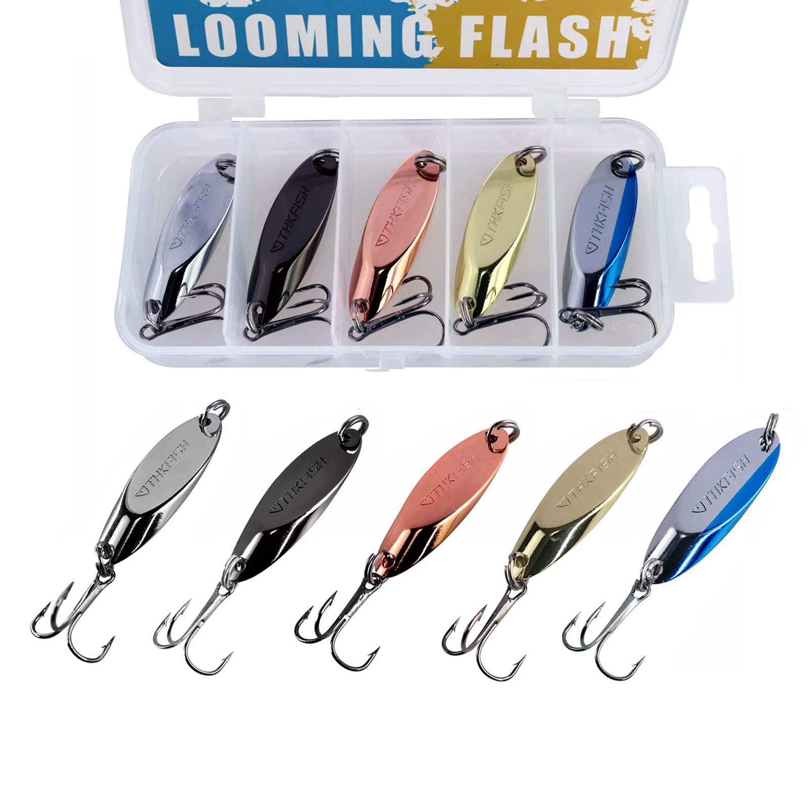 5pcs Metal Spinner Spoon Lures - Fishing Hook Treble บทวิจารณ์และราคา