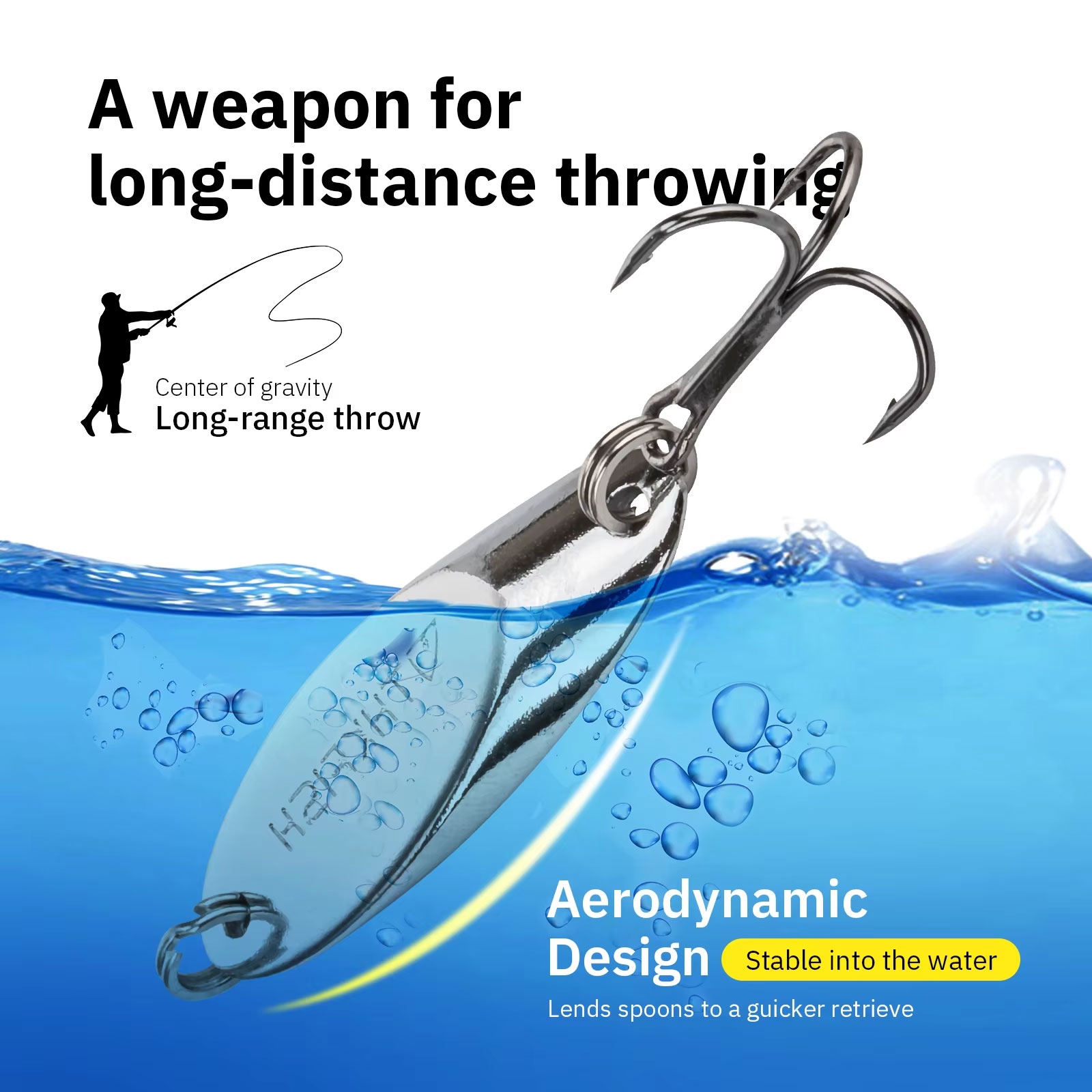 5pcs Metal Spinner Spoon Lures - Fishing Hook Treble บทวิจารณ์และราคา